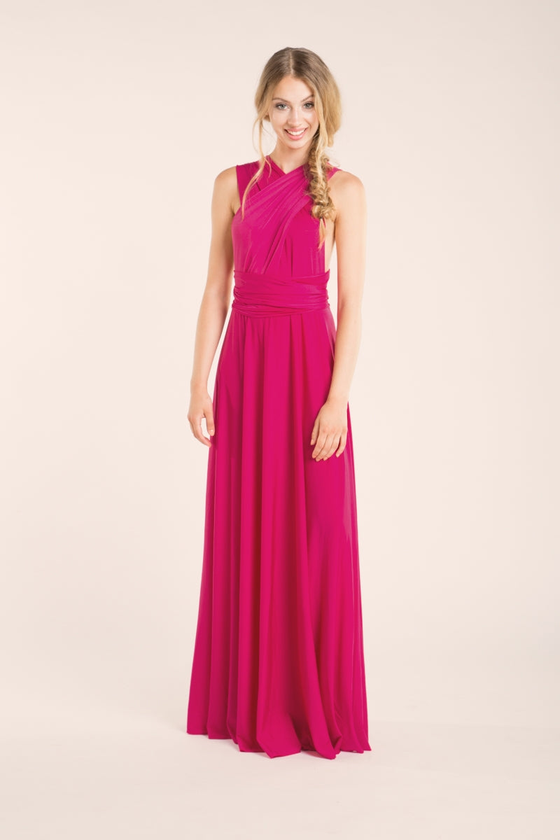 Pink bridesmaid dress, long fuchsia dress, hot pink maxi dress, pink infinity gown, party dress, fuchsia dress, bright pink infi