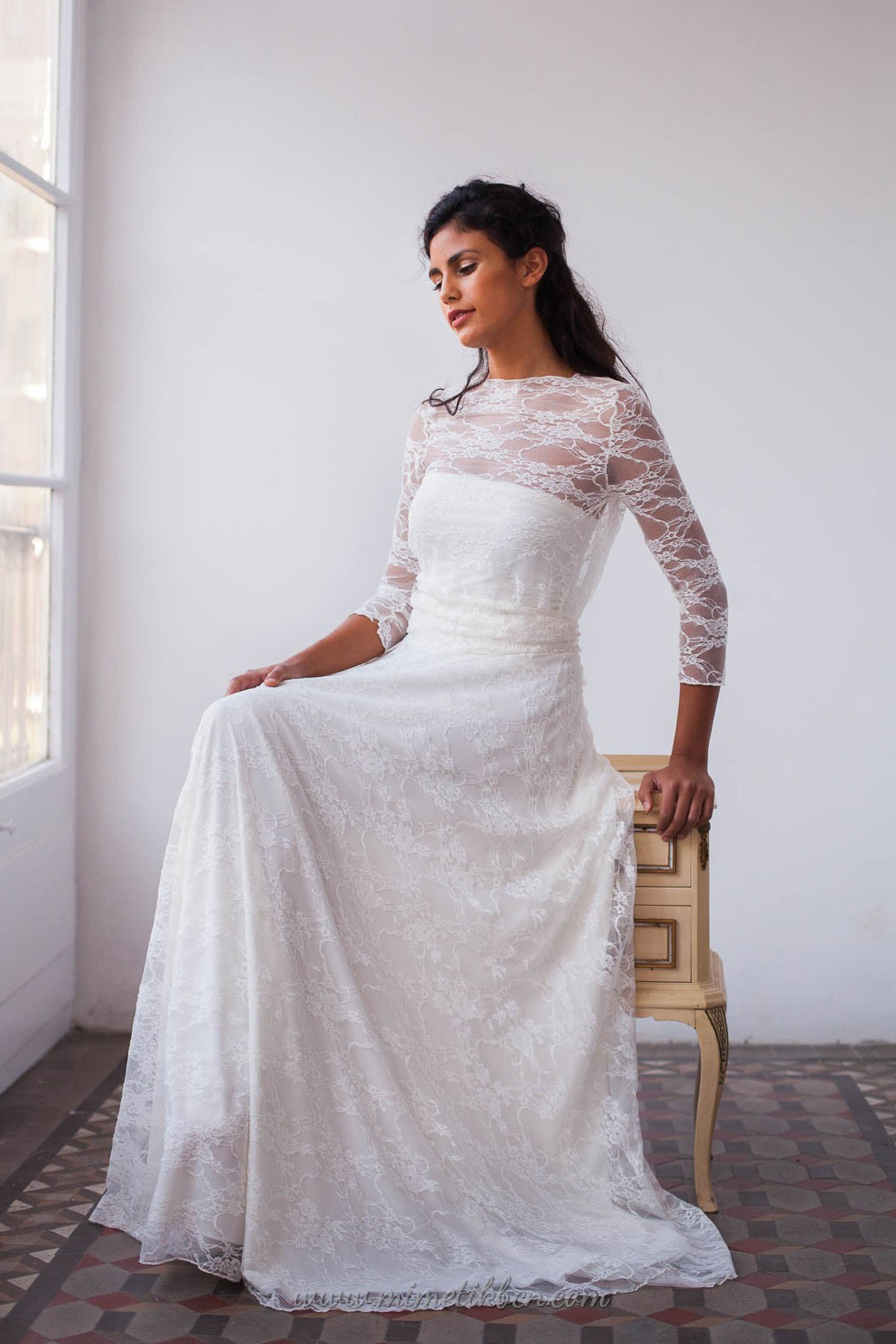 Vintage wedding dress, lace dress, lace wedding dress, romantic bridal gown, vintage style wedding dress, long sleeve lace weddi