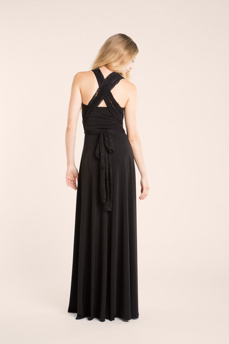 Vintage inspired black lace dress, long black dress, classic lace dress, elegant maxi dress, bridesmaid dress, evening dress, in