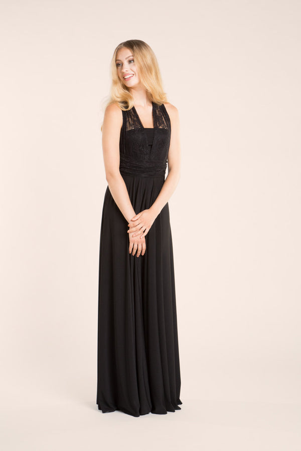 Vintage inspired black lace dress, long black dress, classic lace dress, elegant maxi dress, bridesmaid dress, evening dress, in