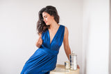 Vestido azul Zafiro metalizado para invitada - Gala Limited edition Largo