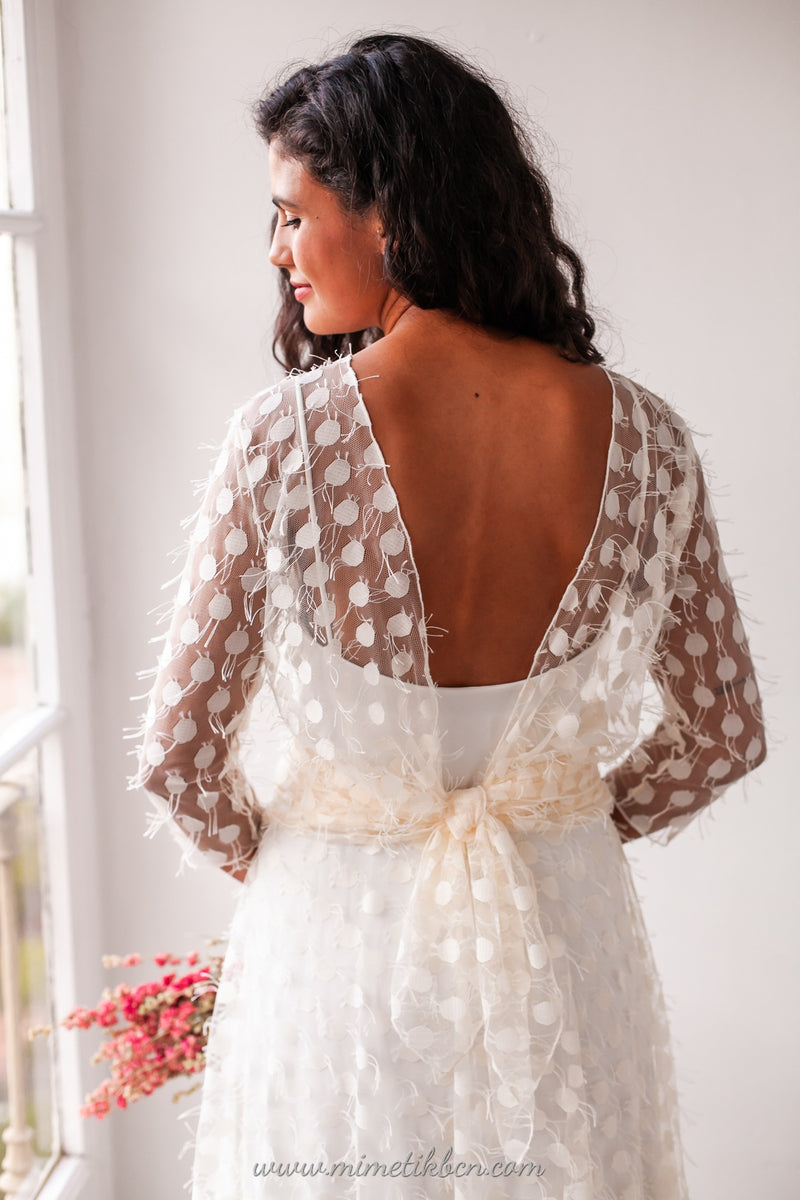 Vestido de novia de tul texturizado - Frida Bohemian wedding dress
