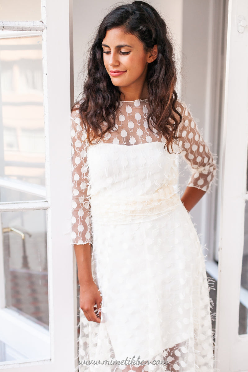 Bolero de novia con lunares grandes marfil - Frida Tulle Bolero