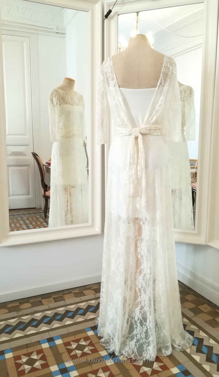Vestido de encaje sin forro color rosa cuarzo - Frida Lace
