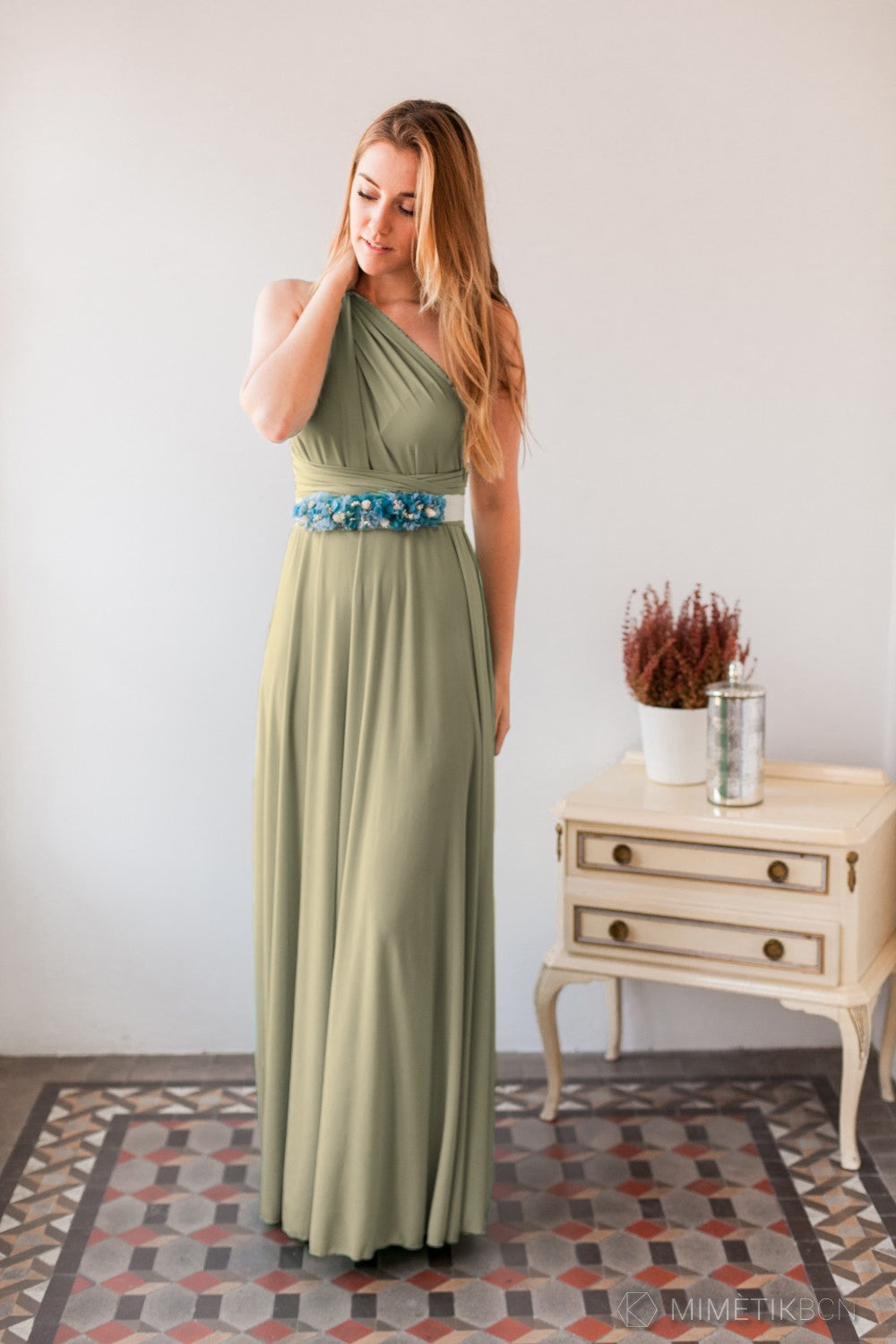 Vestido para invitada verde musgo - Gala Essential Largo