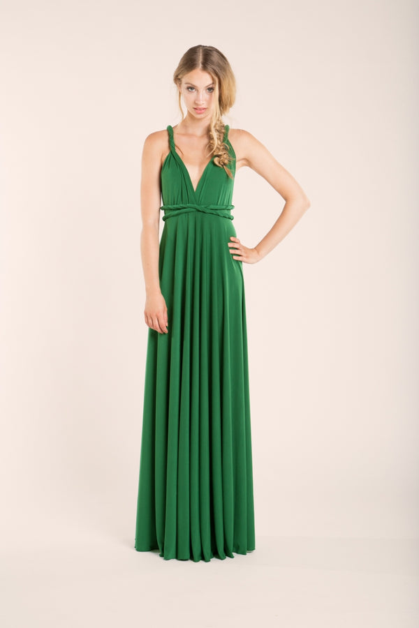 Green infinity dress, green long infinity dress, long green dress, infinity dress, bridesmaid dress, forest green maxi dress, re