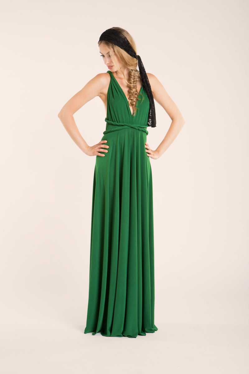 Green infinity dress, green long infinity dress, long green dress, infinity dress, bridesmaid dress, forest green maxi dress, re