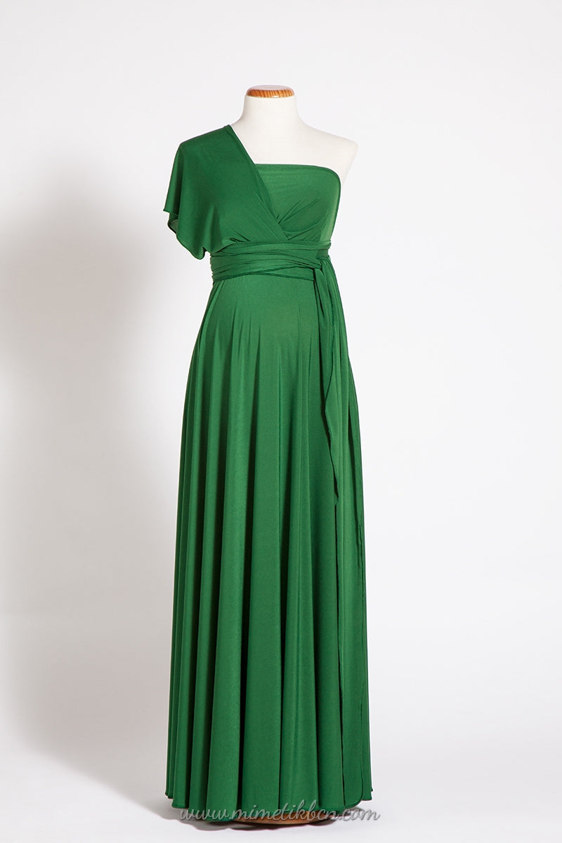 Emerald green maternity dress, long maternity infinity dress, long maternity gown, forest green maternity dress, green baby show
