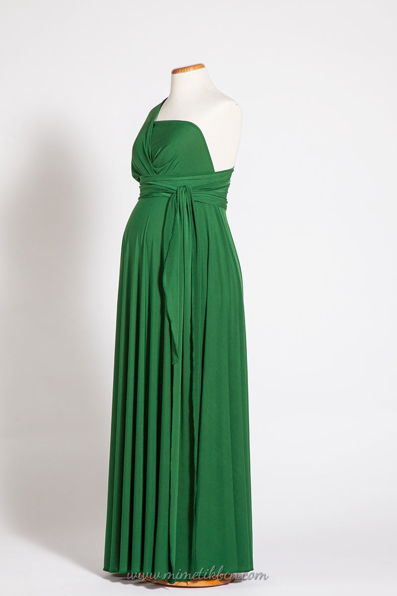 Emerald green maternity dress, long maternity infinity dress, long maternity gown, forest green maternity dress, green baby show