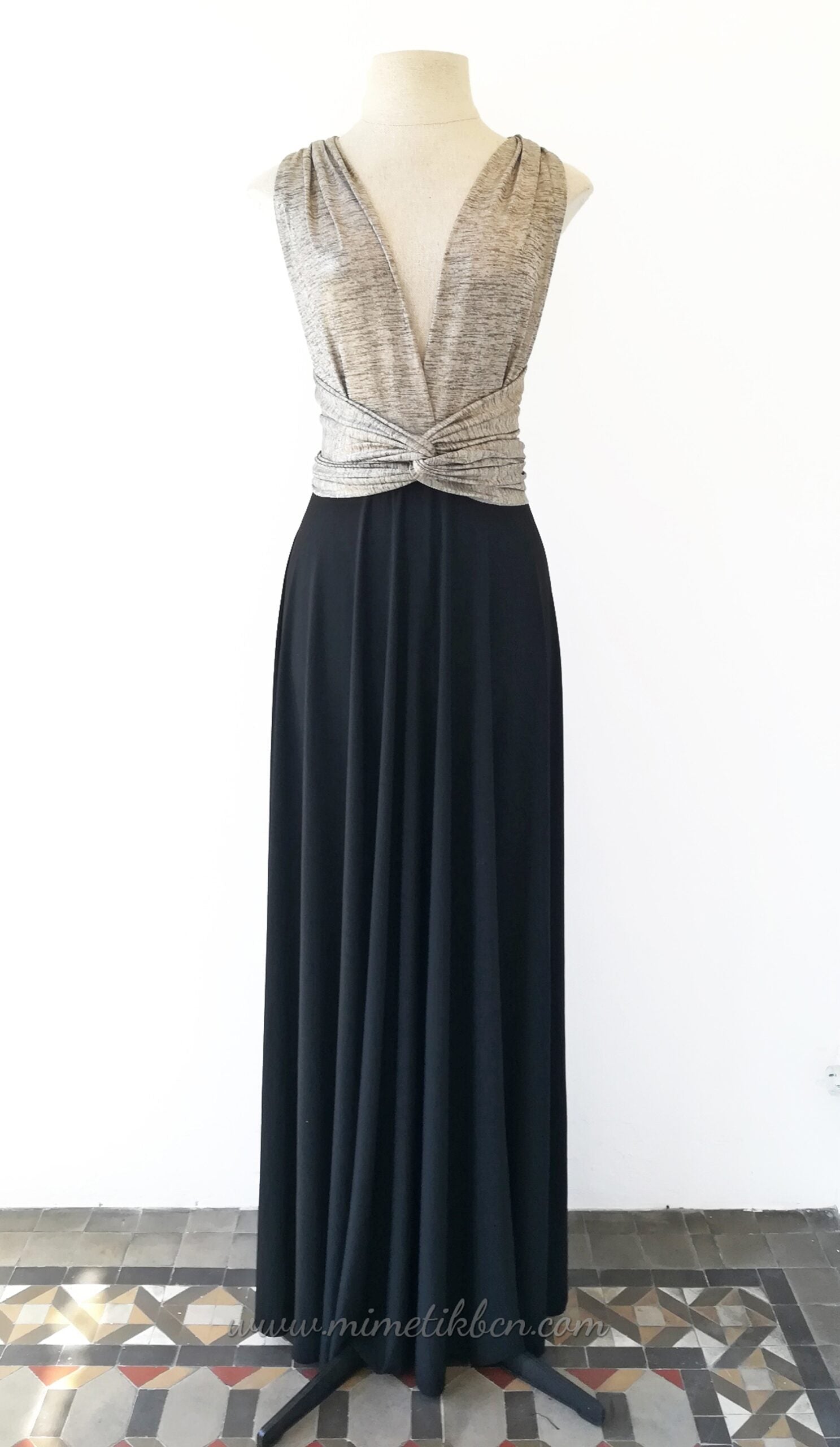 Vestido metalizado para invitada dorado y negro - Gala Limited edition Largo