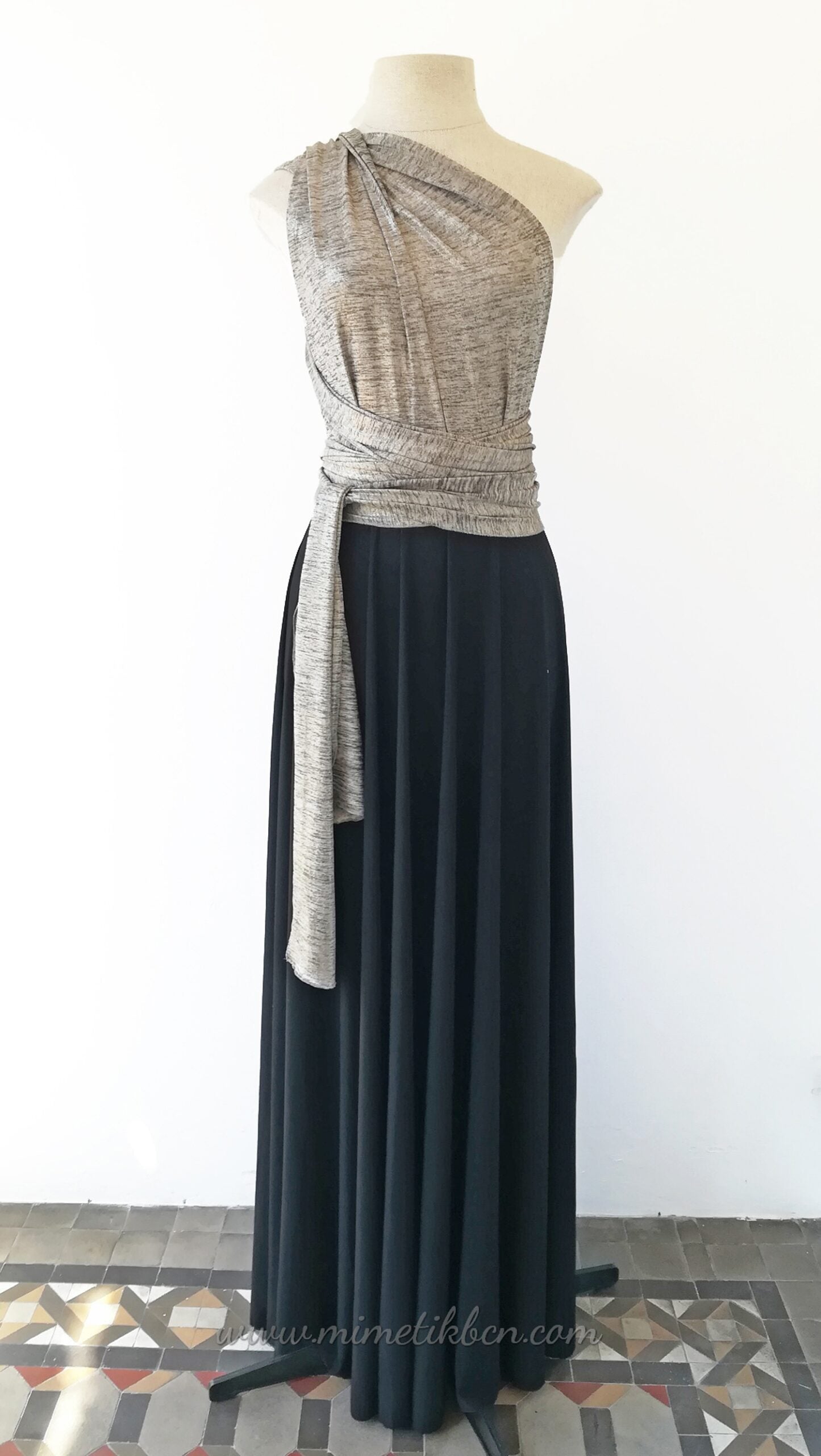 Vestido metalizado para invitada dorado y negro - Gala Limited edition Largo