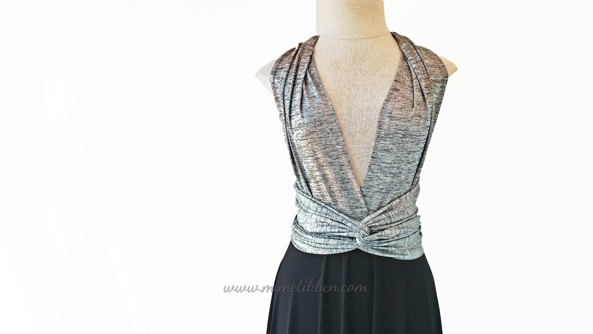 Vestido largo de noche negro y plata - Gala Limited edition Largo