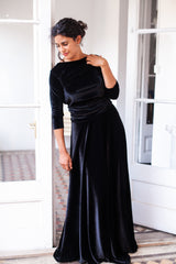 Vestido de noche estilo vintage de terciopelo negro - Frida Velvet