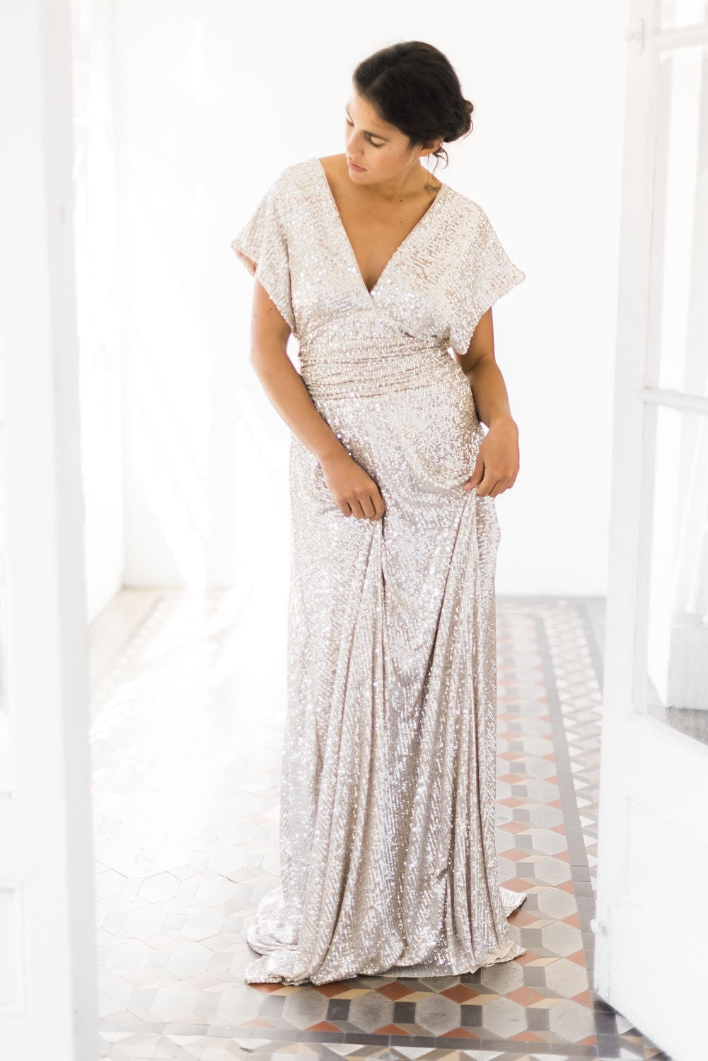 Vestido de novia plisado de encaje, Gala Rustic
