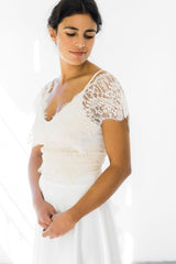Vestido de novia lencero de piezas con encaje y tul - Marie Bohemian