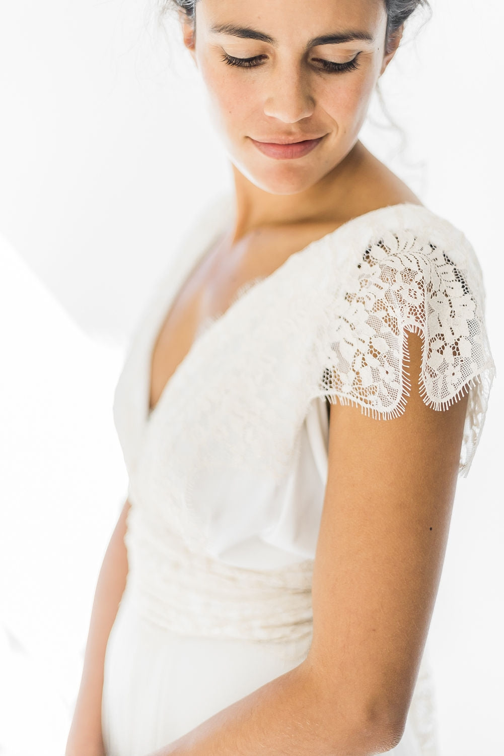 Vestido de novia plisado de encaje, Gala Rustic