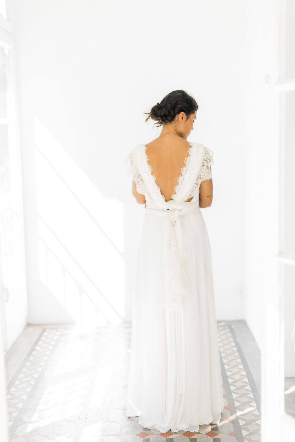 Vestido de novia plisado de encaje, Gala Rustic