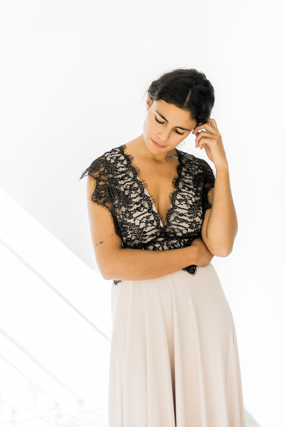 Vestido de novia plisado de encaje, Gala Rustic
