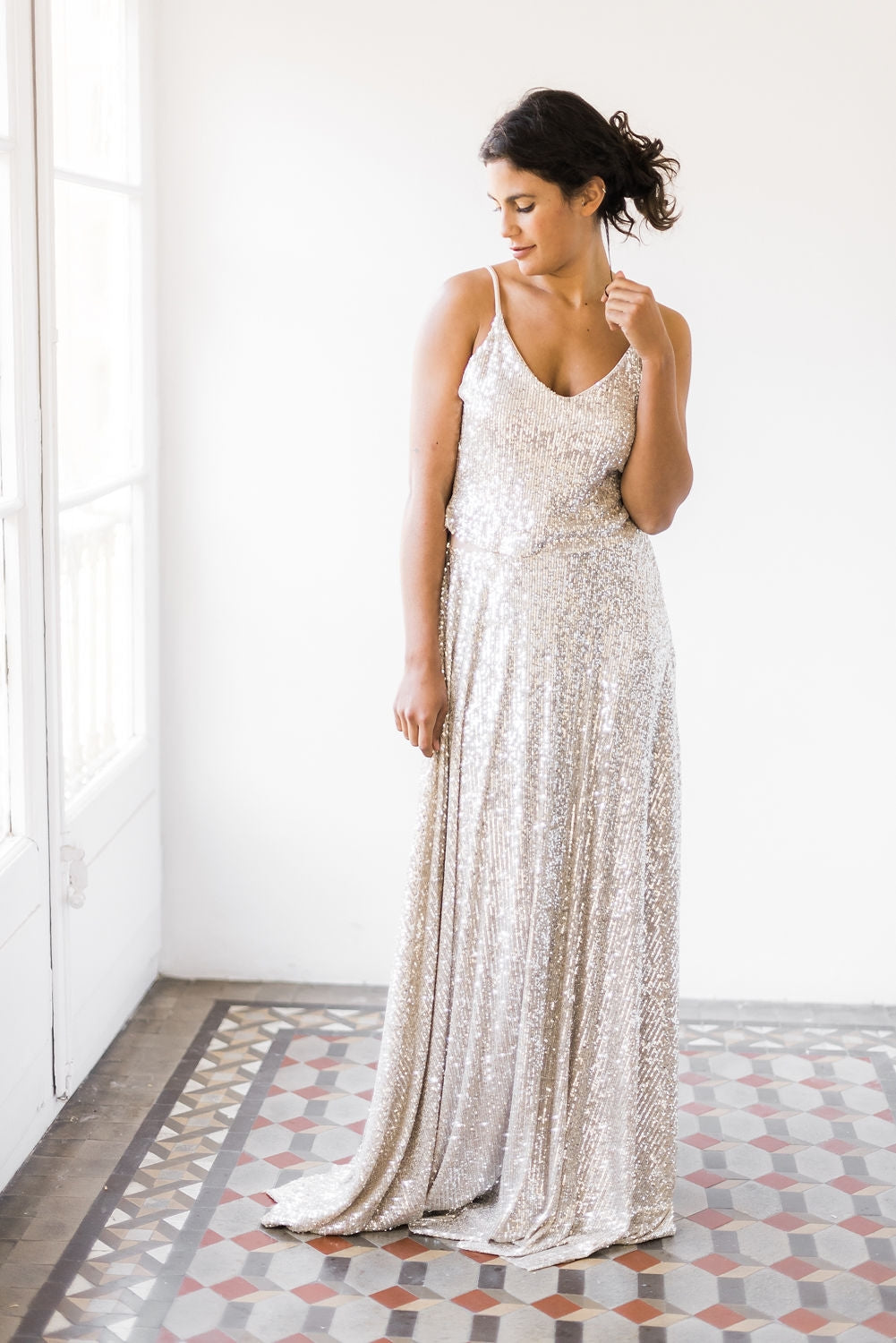 Falda larga sencilla color champagne - Falda Essential