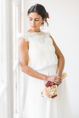 Vestido de novia rústico con precioso tul escalonado – Jane