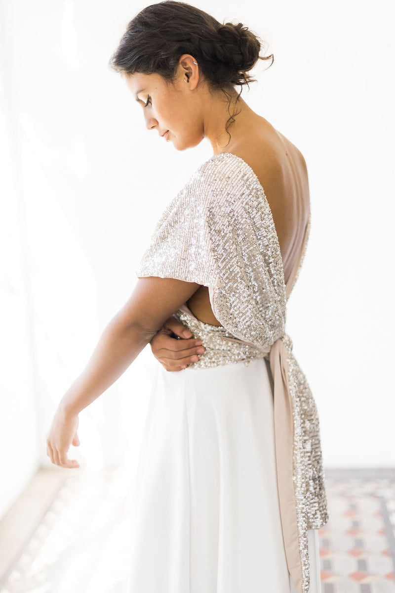 Glamuroso vestido de novia con top de lentejuelas y falda de tul - Jane Rustic