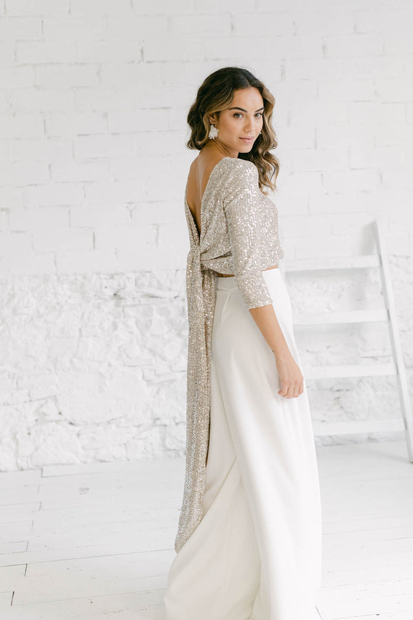 Long-sleeved sequin top for glam brides – Bolero Sequin